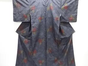 未使用品　木の葉模様織り出し本場泥大島紬着物